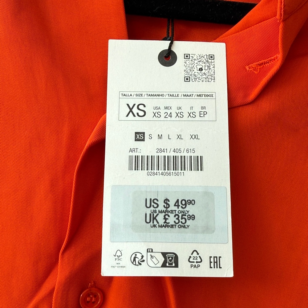 Zara Bright Orange Button-Up Shirt - Picture 2 of 3